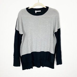 Derek Lam 10‎ Crosby Woman's S Gray and Black Color Block Merino Wool Sweater